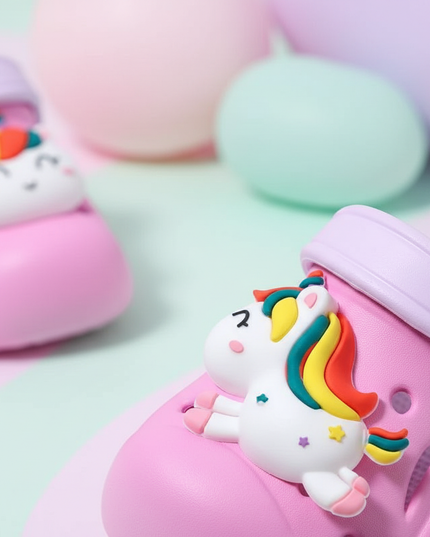 girls unicorn clogs - detail