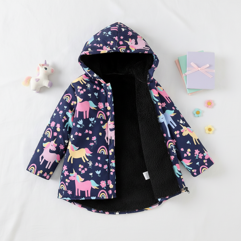 girls unicorn coat - flat-lay