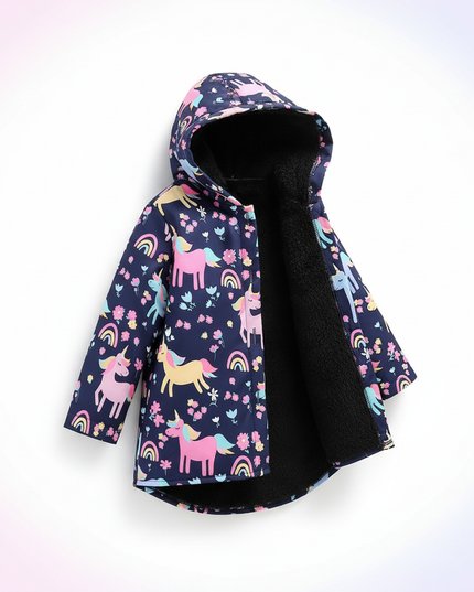 girls unicorn coat - white-bg