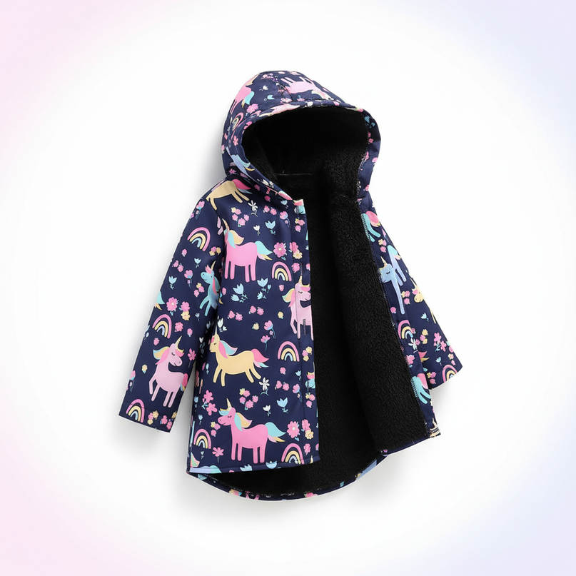 girls unicorn coat - white-bg
