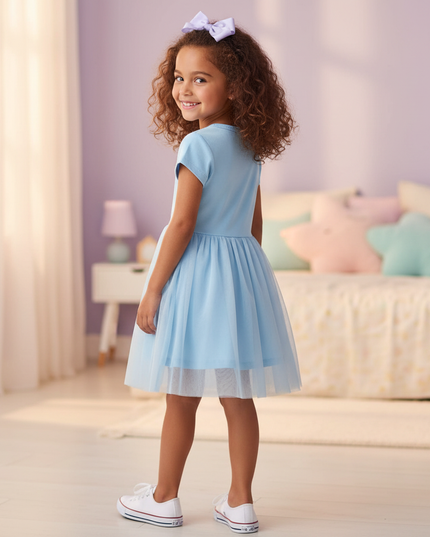 girls unicorn cotton dress - back