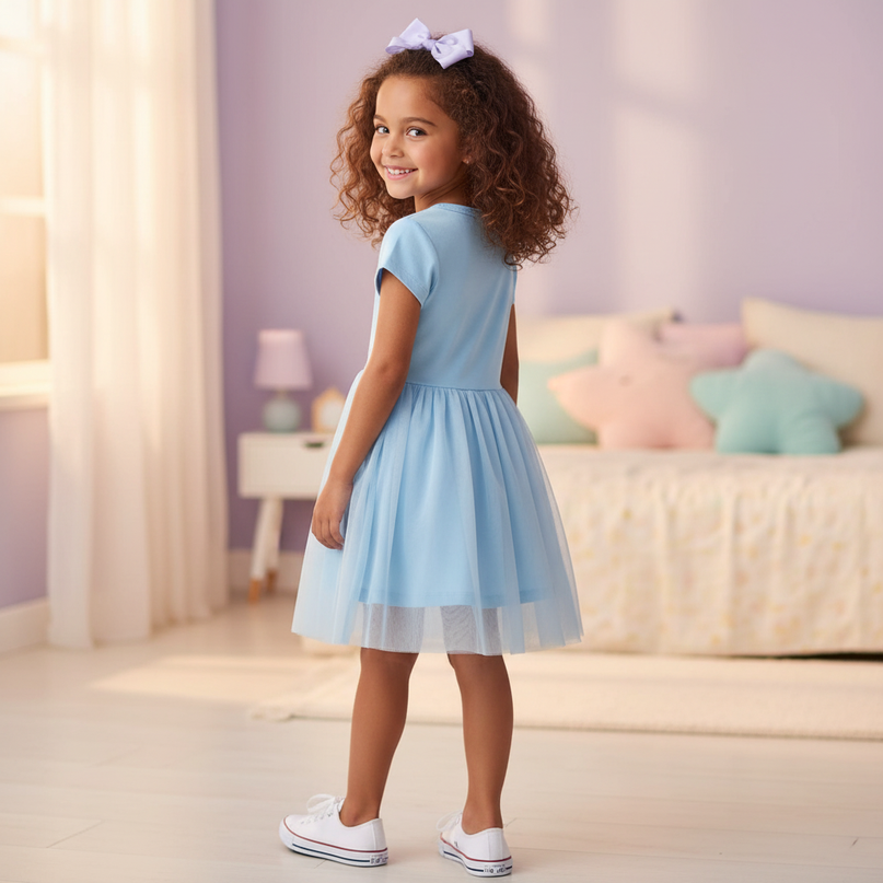 girls unicorn cotton dress - back