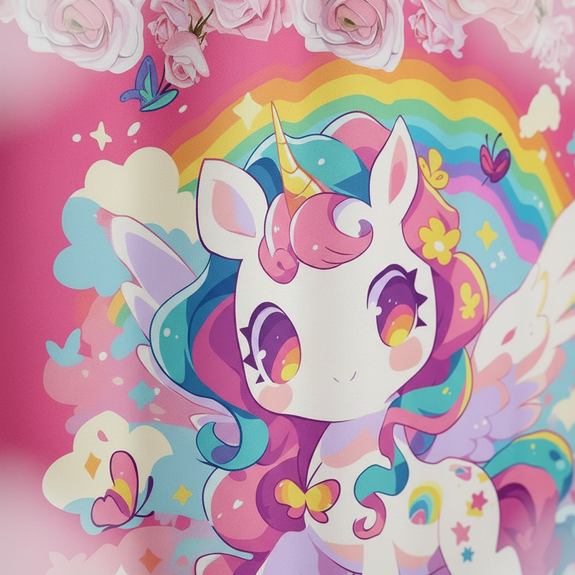 girls unicorn curtains - detail
