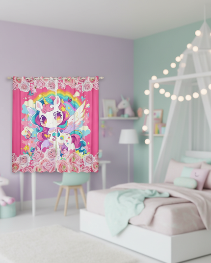 girls unicorn curtains - lifestyle
