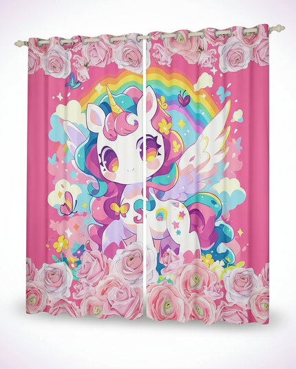 girls unicorn curtains - white-bg