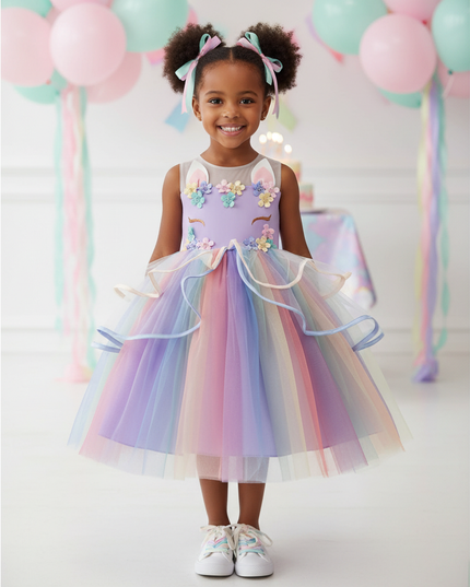 girls unicorn dress tutu set - detail