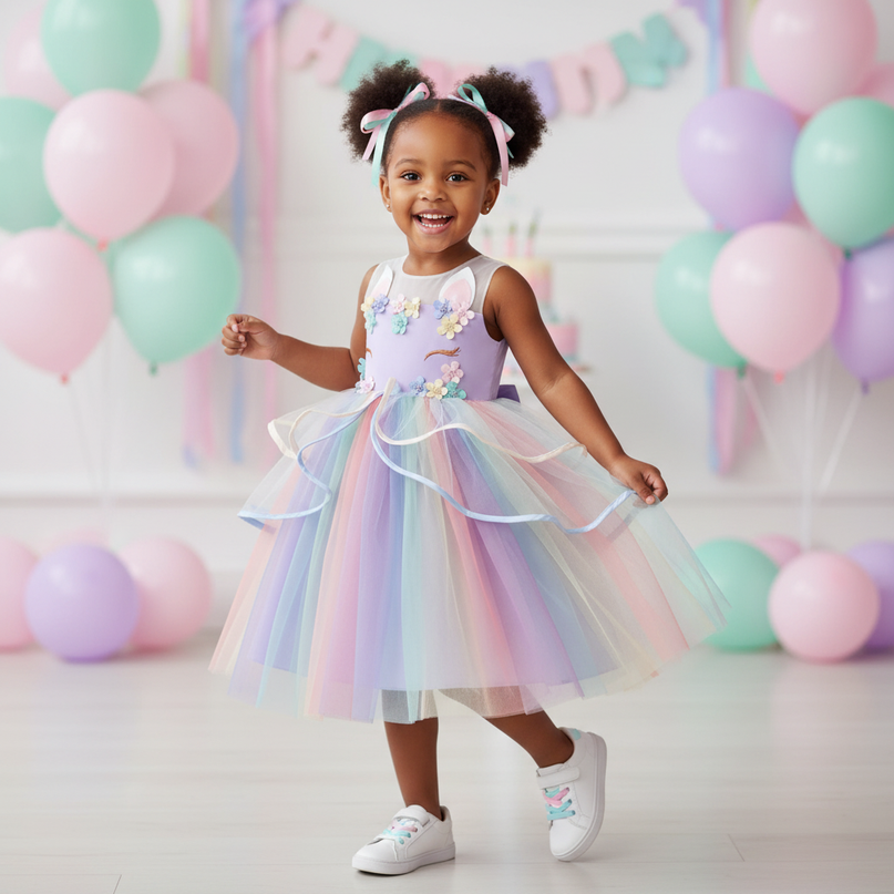 girls unicorn dress tutu set - front