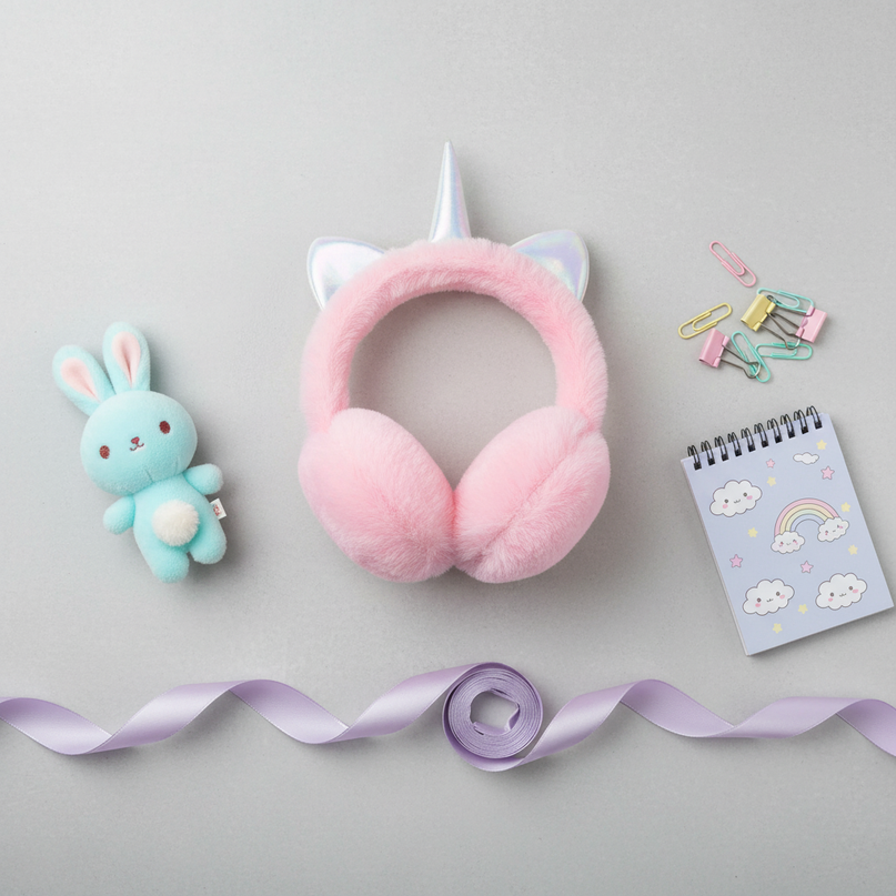 girls unicorn earmuffs - flat-lay