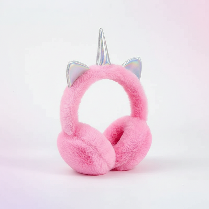 girls unicorn earmuffs - white-bg