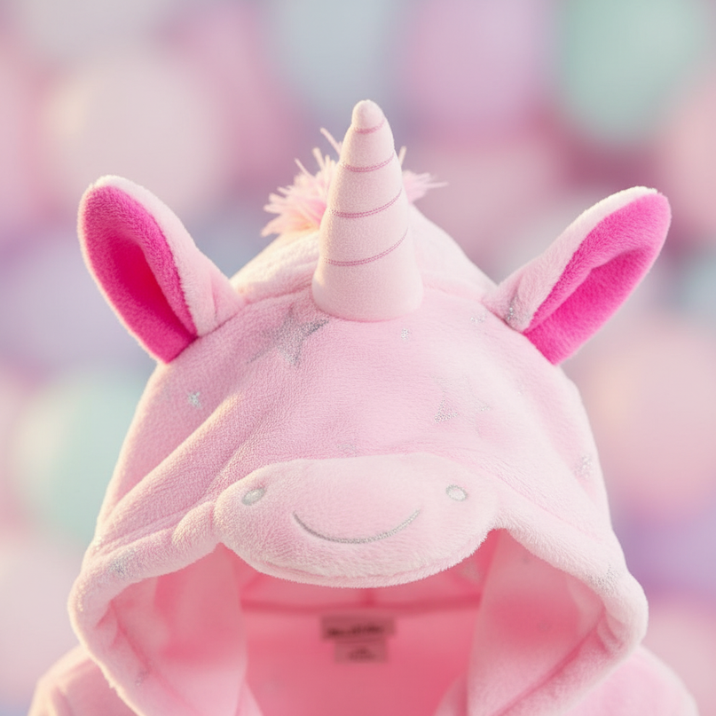 girls unicorn fleece robe - detail