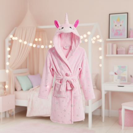 girls unicorn fleece robe - lifestyle