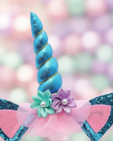 girls unicorn headband - detail