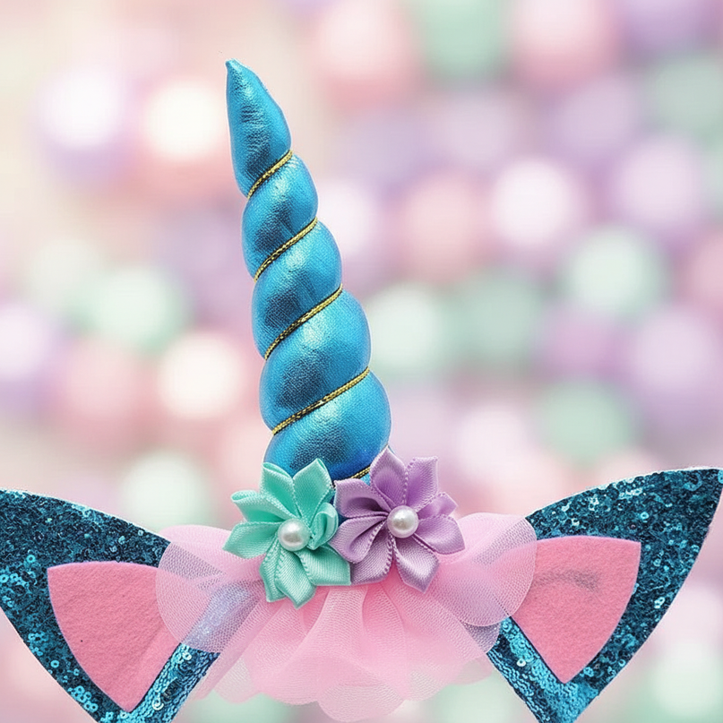girls unicorn headband - detail