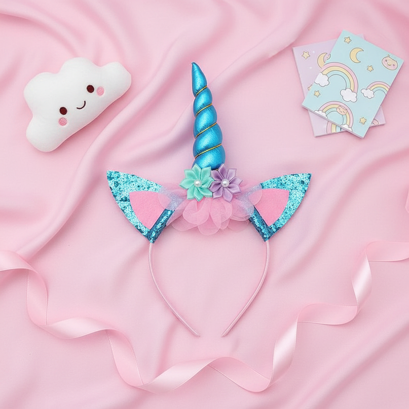 girls unicorn headband - flat-lay