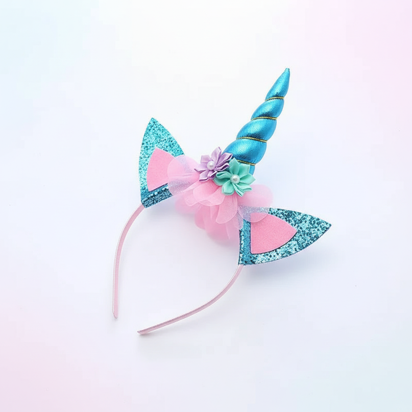 girls unicorn headband - white-bg