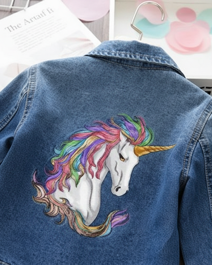 girls unicorn jacket - detail