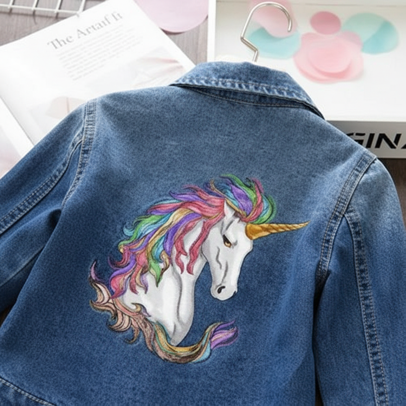 girls unicorn jacket - detail