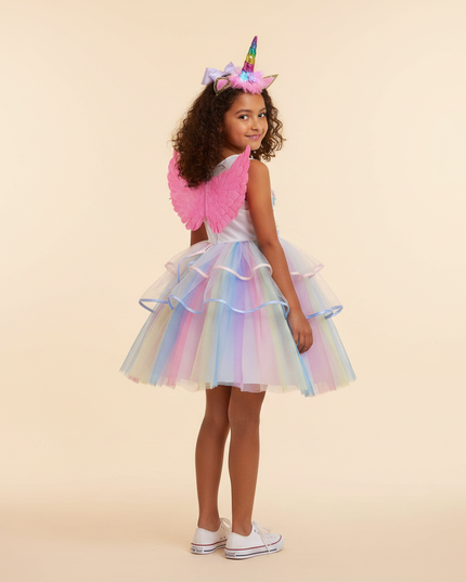 girls unicorn led birthday dress set - back