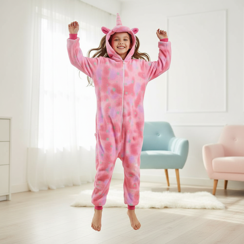 girls unicorn onesie - in-use