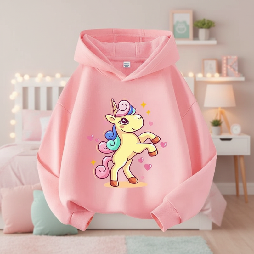 girls unicorn pullover hoodie - lifestyle