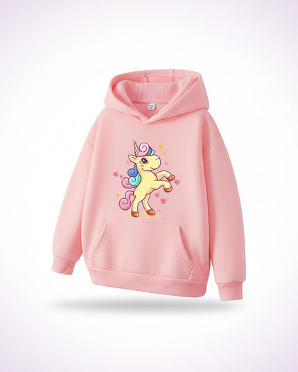 girls unicorn pullover hoodie - white-bg