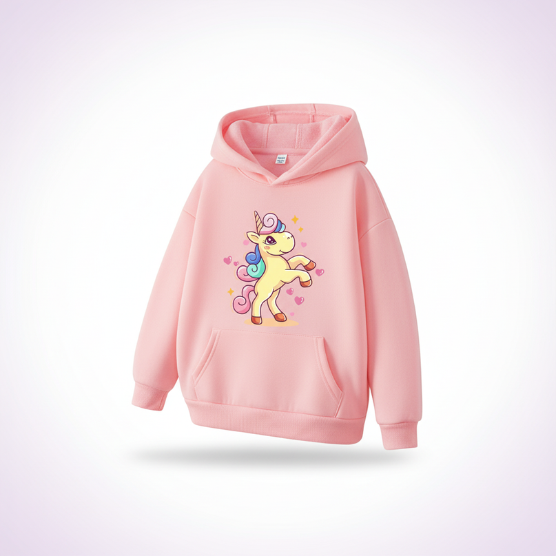 girls unicorn pullover hoodie - white-bg