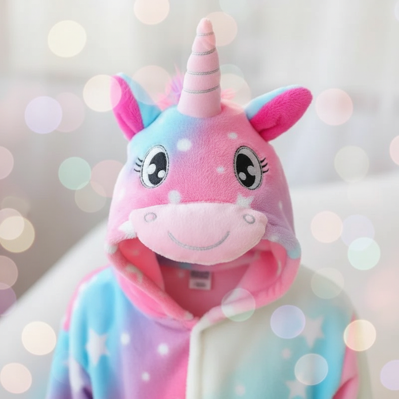 girls unicorn robe - detail