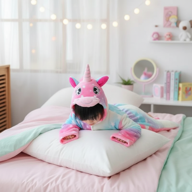 girls unicorn robe - lifestyle