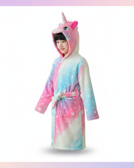 girls unicorn robe - white-bg
