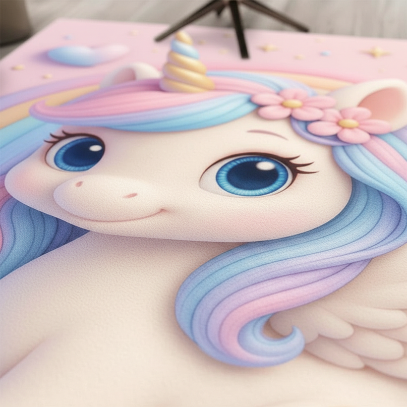 girls unicorn rug - detail
