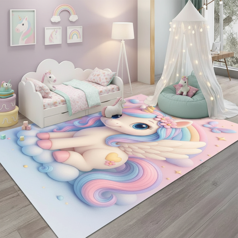 girls unicorn rug - lifestyle