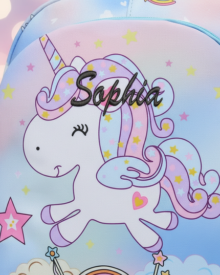 girls unicorn school backpack - detail