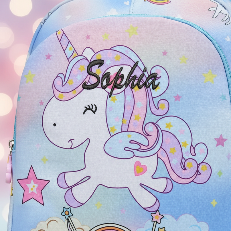 girls unicorn school backpack - detail