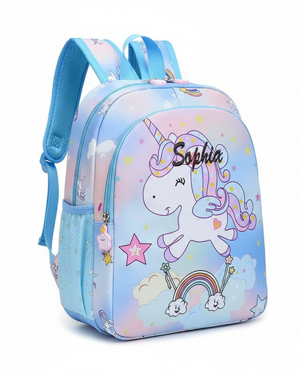 girls unicorn school backpack - white-bg