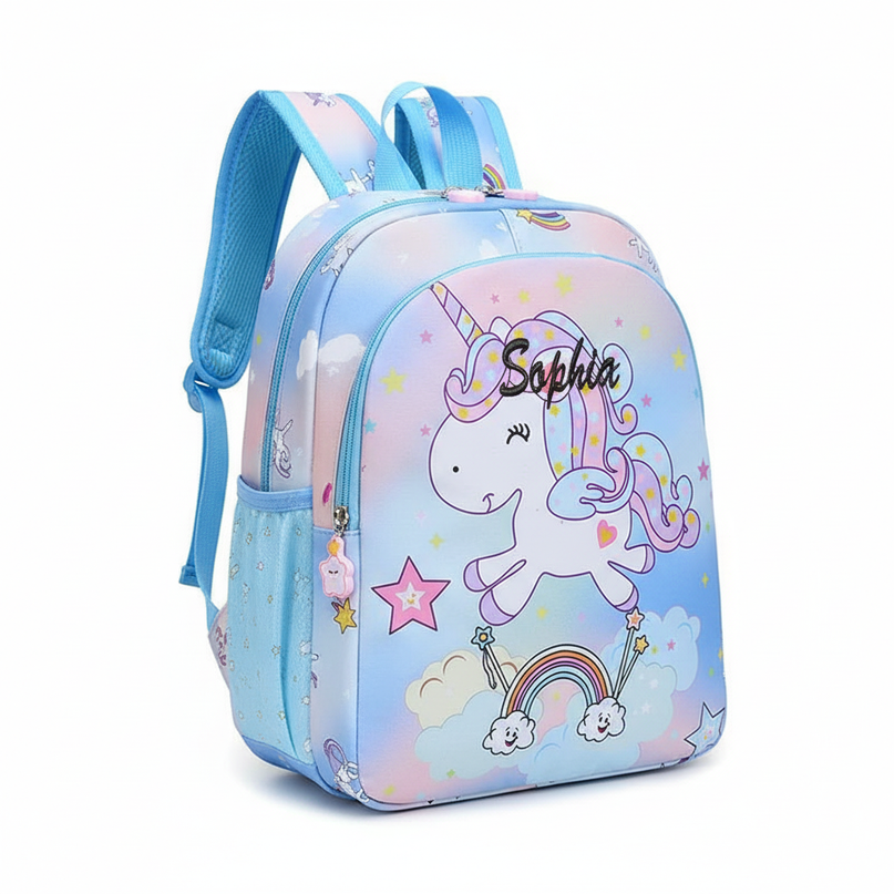 girls unicorn school backpack - white-bg
