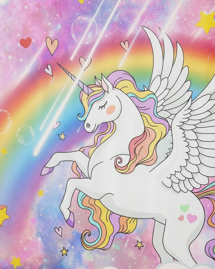 girls unicorn shower curtain - detail