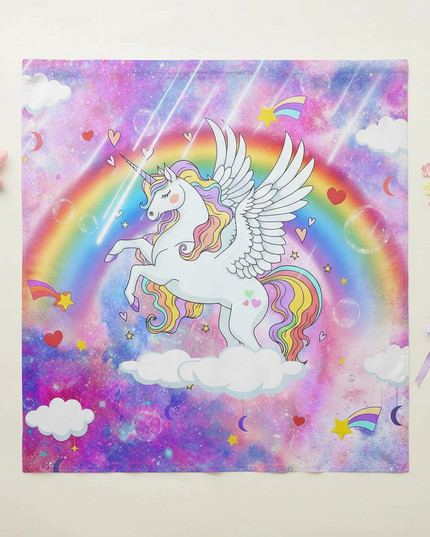 girls unicorn shower curtain - flat-lay