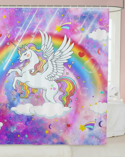 girls unicorn shower curtain - lifestyle