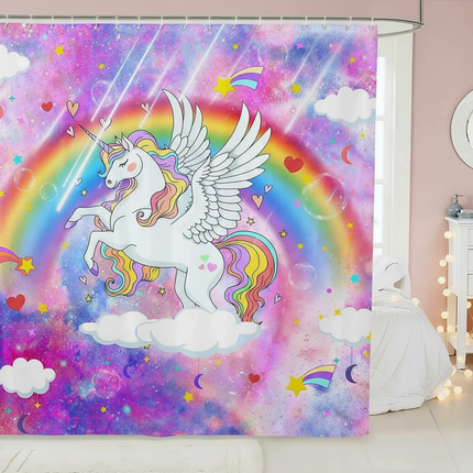 girls unicorn shower curtain - lifestyle