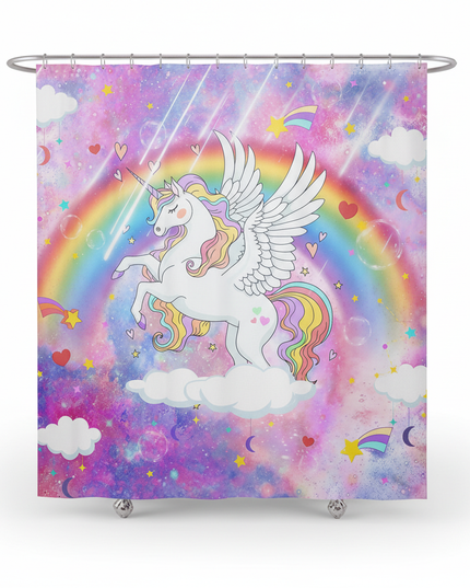 girls unicorn shower curtain - white-bg