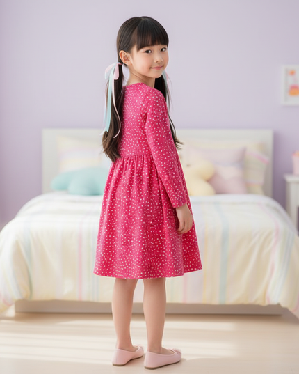 girls unicorn stripe long sleeve dress - back