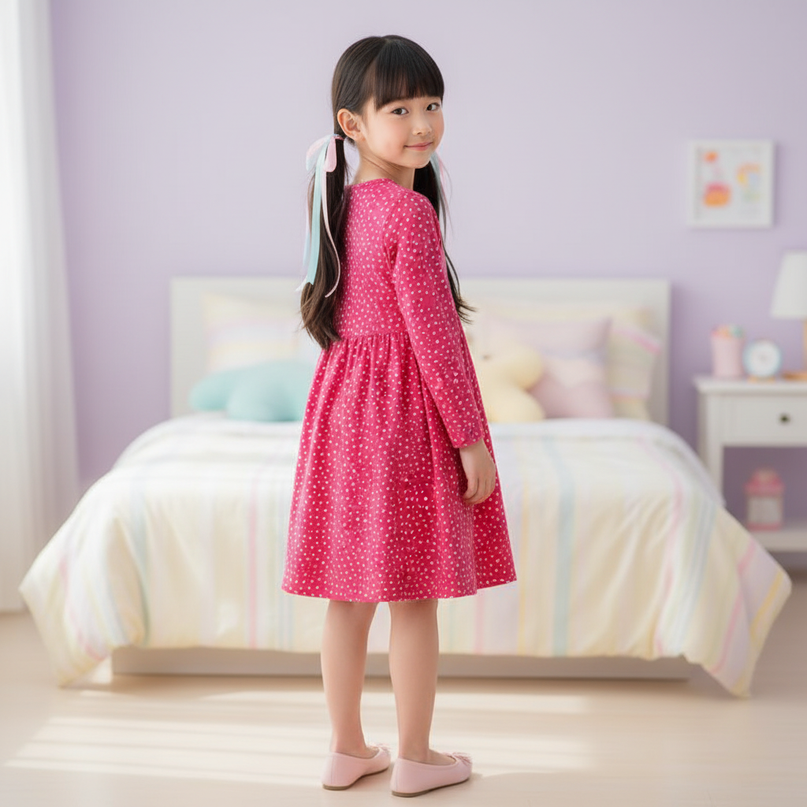 girls unicorn stripe long sleeve dress - back