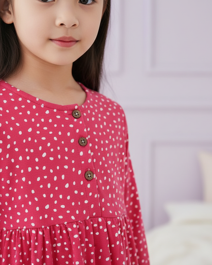girls unicorn stripe long sleeve dress - detail