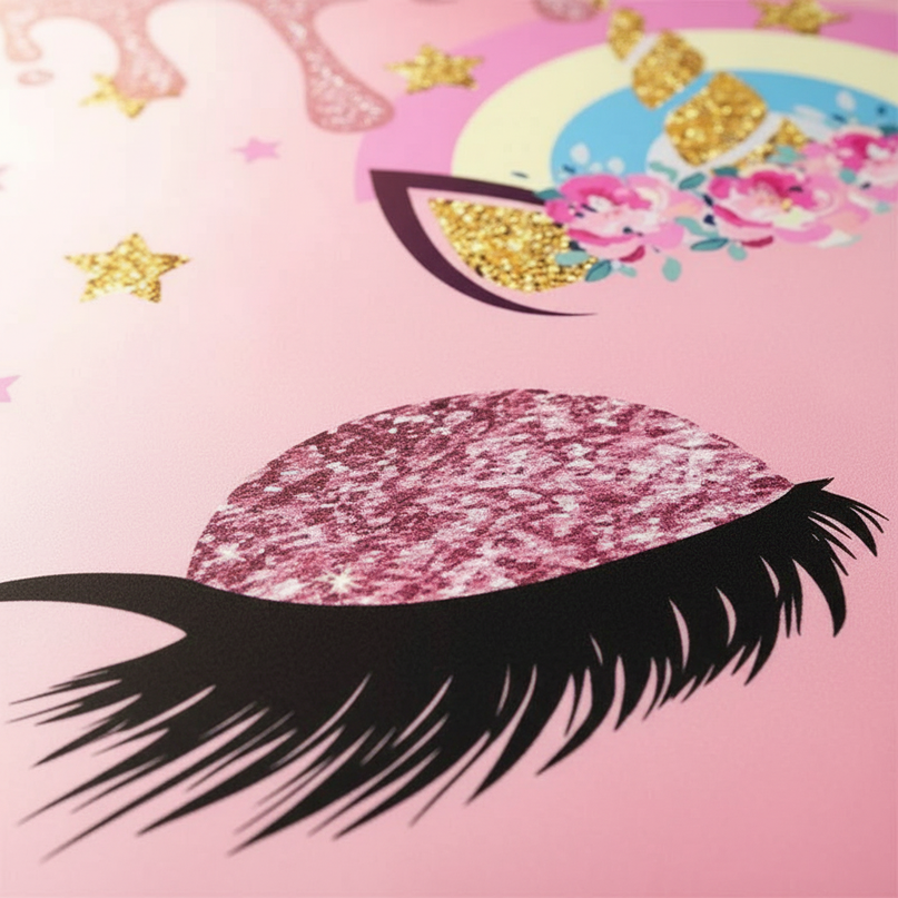 glitter drip unicorn bedding - detail