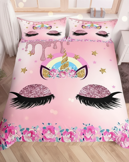 glitter drip unicorn bedding - lifestyle