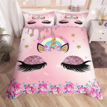 glitter drip unicorn bedding - lifestyle