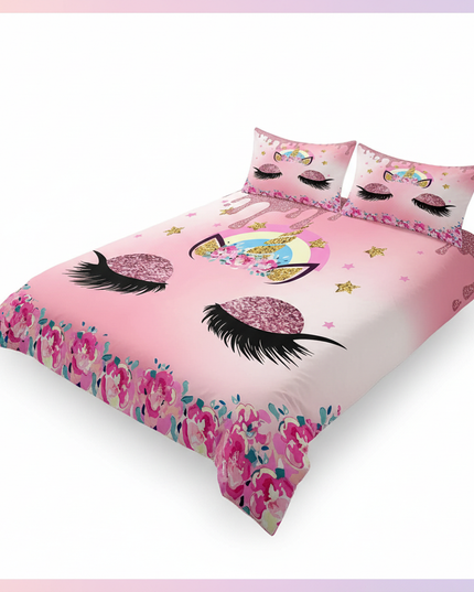 glitter drip unicorn bedding - white-bg