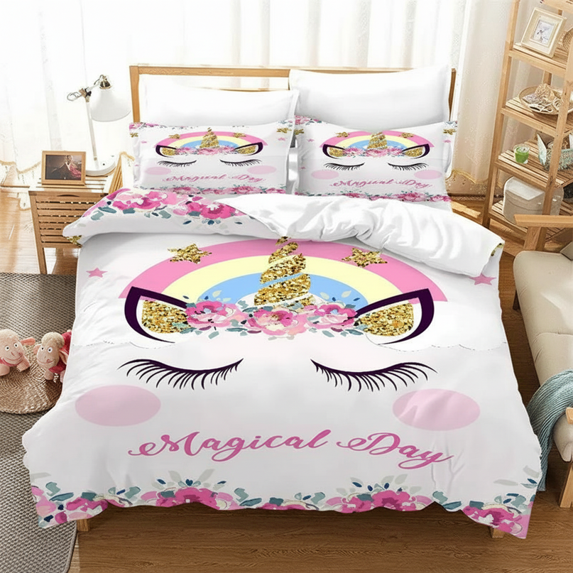 glitter horn lashes unicorn bedding - lifestyle