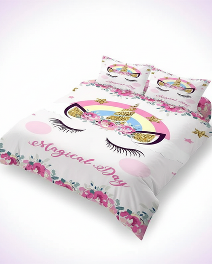 glitter horn lashes unicorn bedding - white-bg