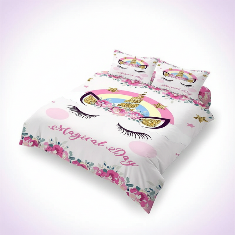 glitter horn lashes unicorn bedding - white-bg